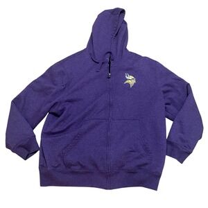 NFL Pro Line Minnesota Vikings Purple Sherpa Lined Full Zip Hoodie Mens 2XL